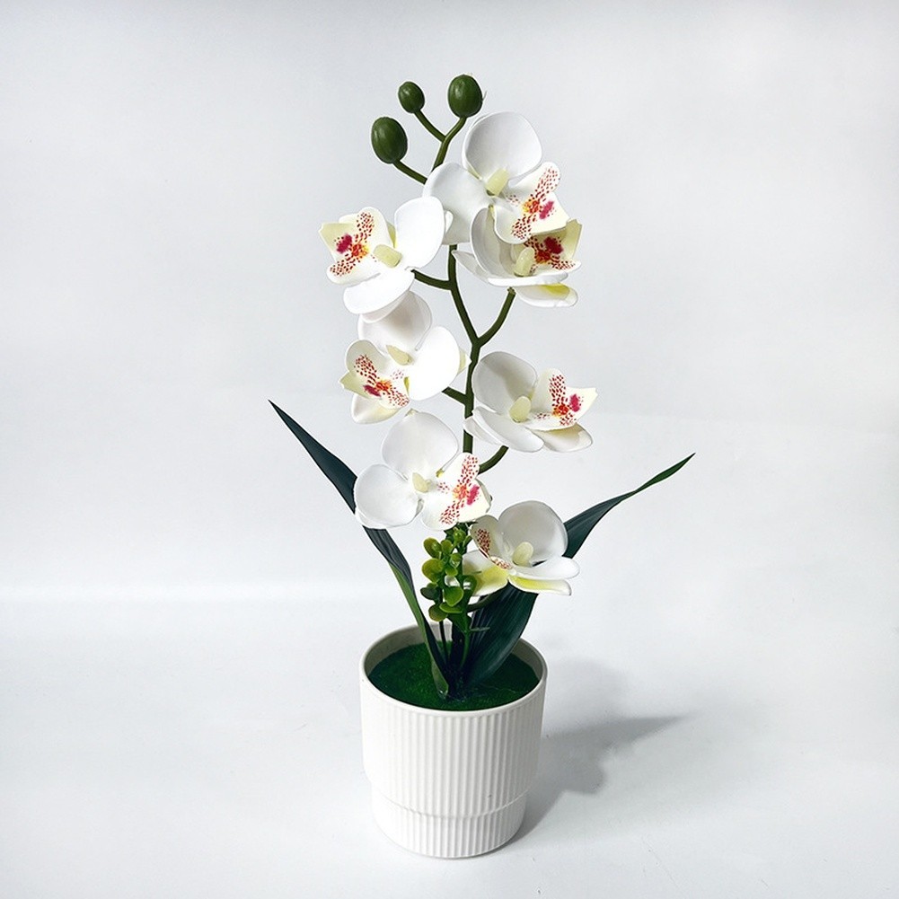 Soft Plastic Artificial Orchid in Pot 12.2in/31cm Tall for Home Office Tabletop
