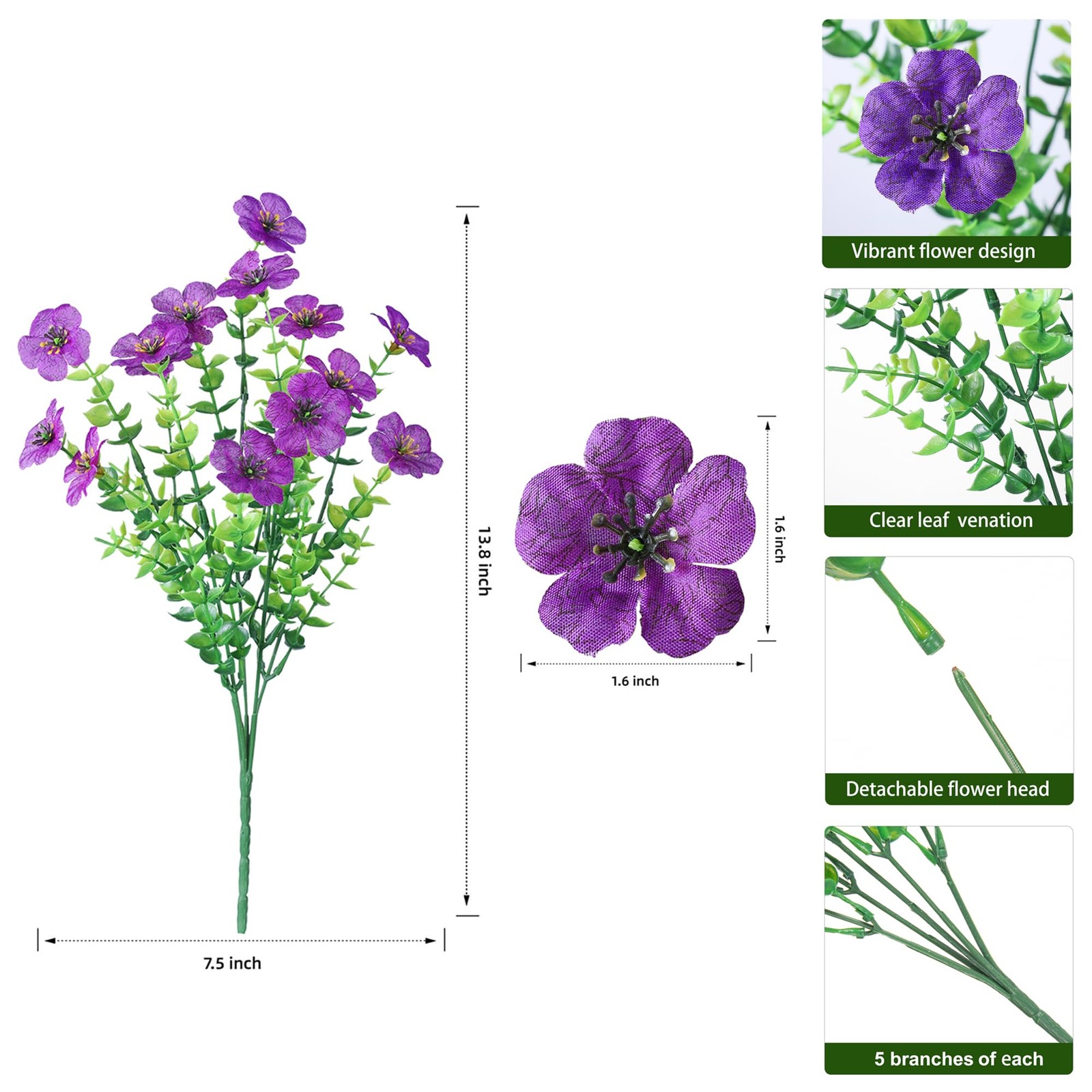 Artificial Flowers for Outdoor 24 Bundles Fake Mums with Eucalyptus Leaves UV…