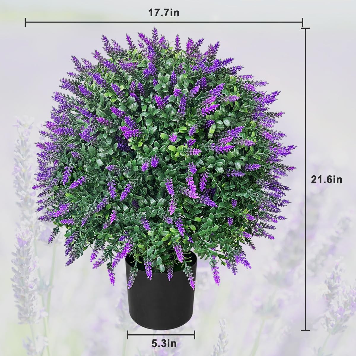 Tall Artificial Lavender/Rose Topiary Tree Set of 2 Pack Potted Bushes UV Res…