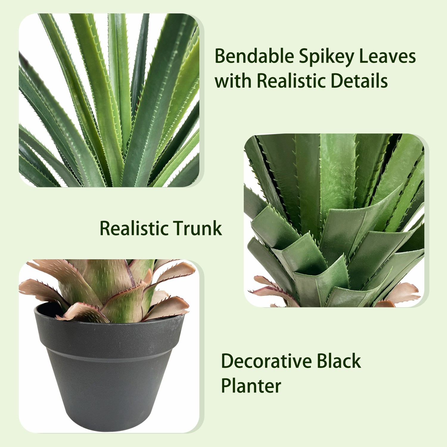 4ft Large Artificial Agave Plant, Realistic Faux Yucca Home/Office Decor 2Pack