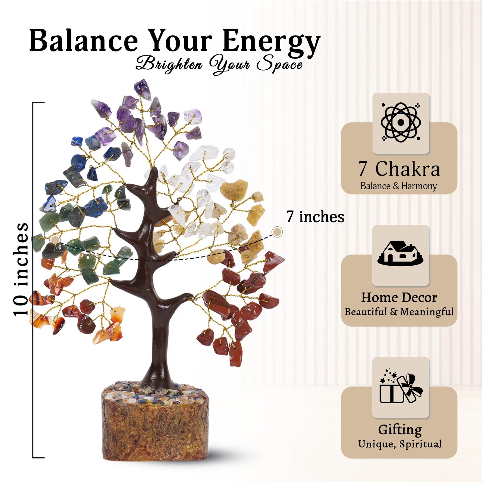 7 Chakra Tree of Life, Gemstone Tree, Gifts for , Crystal Home Decor, Healing…