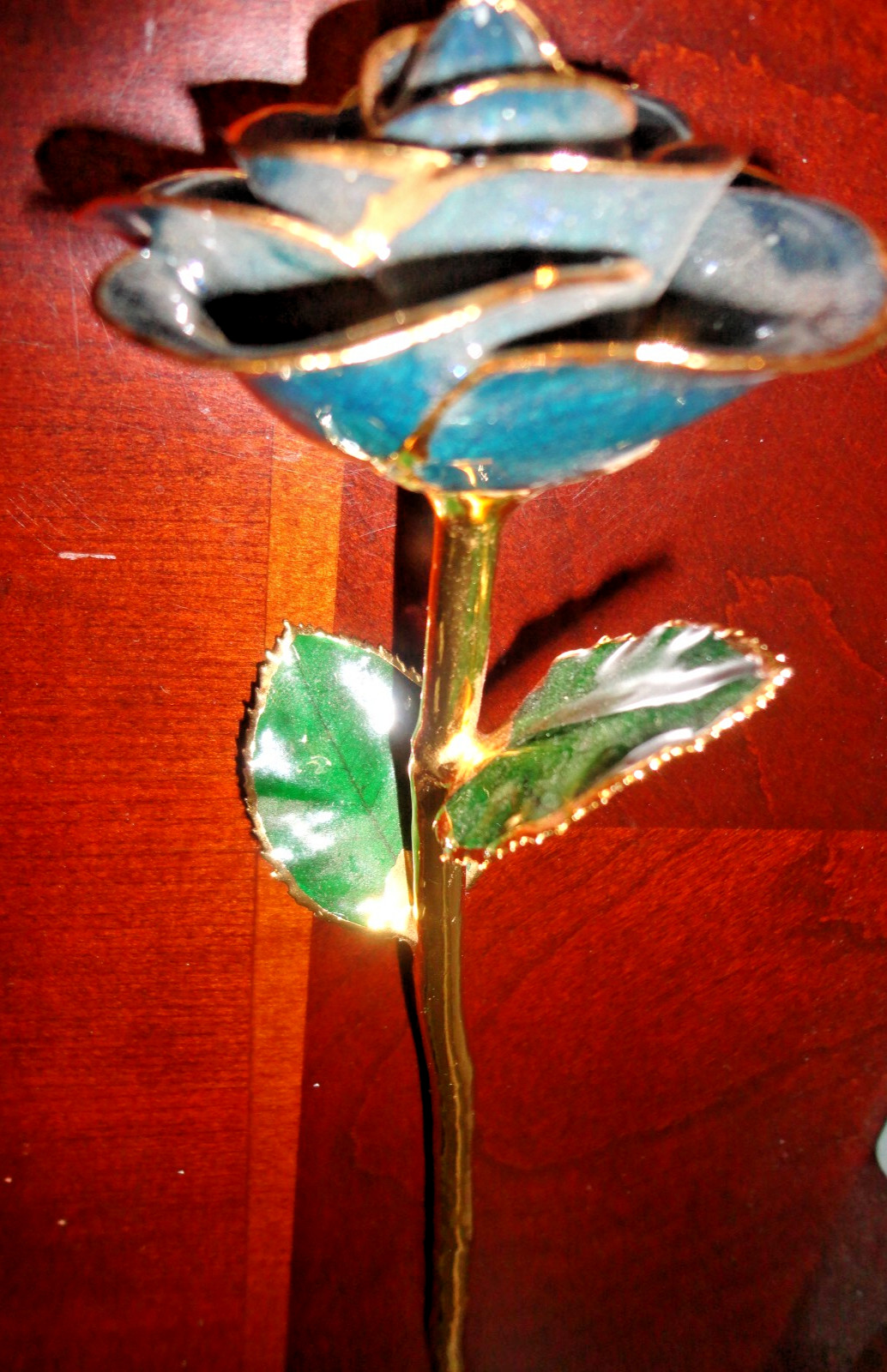 4 GLIDDED REAL ROSE GENUINE HAND DIPPED 24K GOLD LACQUER RED GOLDEN BLUE SILVER
