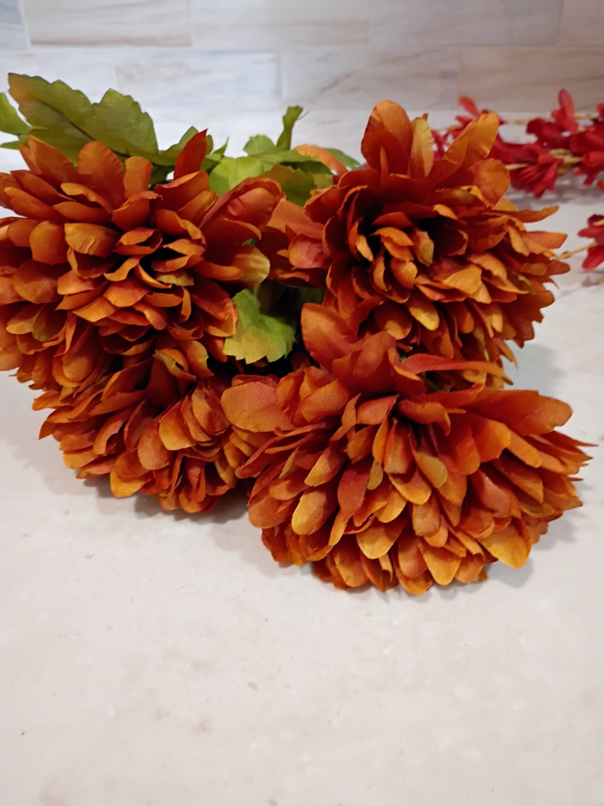 Artificial Stems Picks Flowers; Brown, Orange, Purple