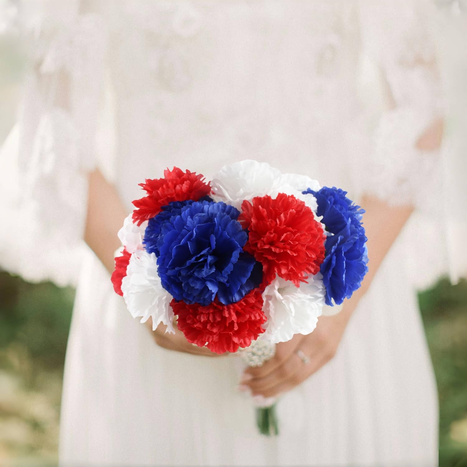 60 Pcs Red White and Blue Flowers with 9.8″ Stems, Patriotic Flowers Decor, 4…