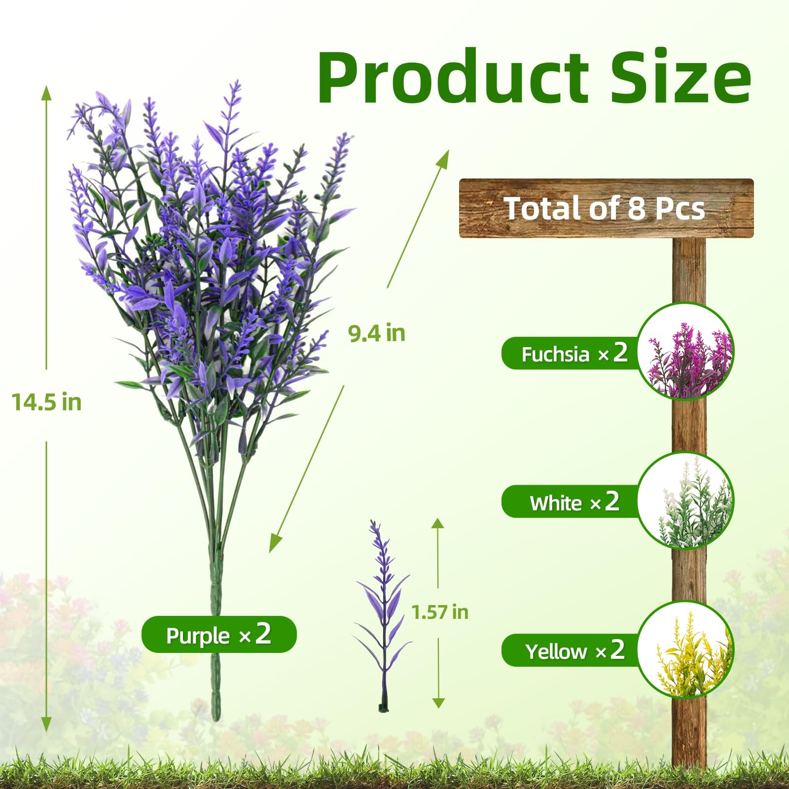 8 Bundles Artificial Flowers for Outdoors, Lavender Flowers Artificial, UV Re…