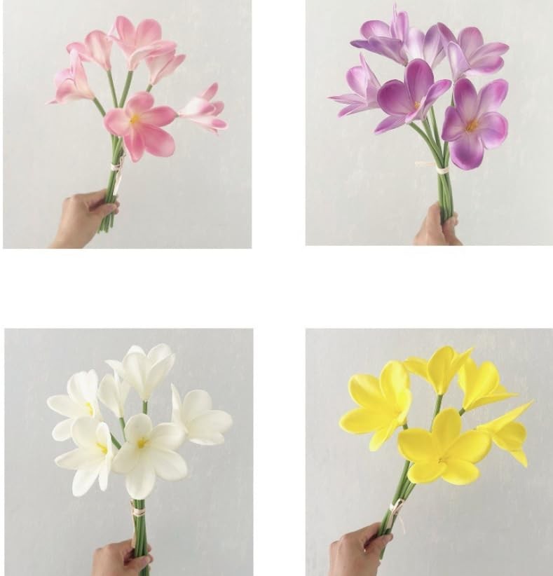 10 pc White Artificial Plumeria Flowers with Stems,13inch Real Touch Lifelike…