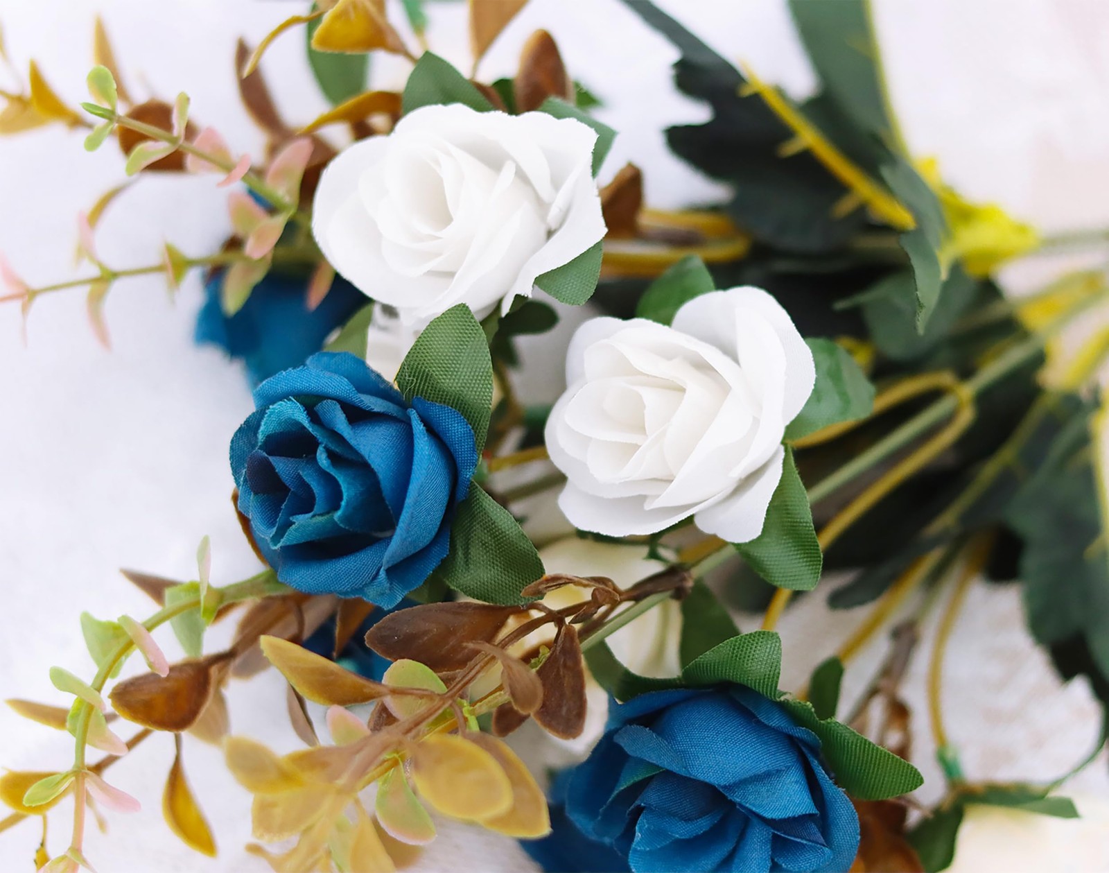 Artificial Roses Silk Flower Bunches Wedding Christmas Home Table Dark Blue