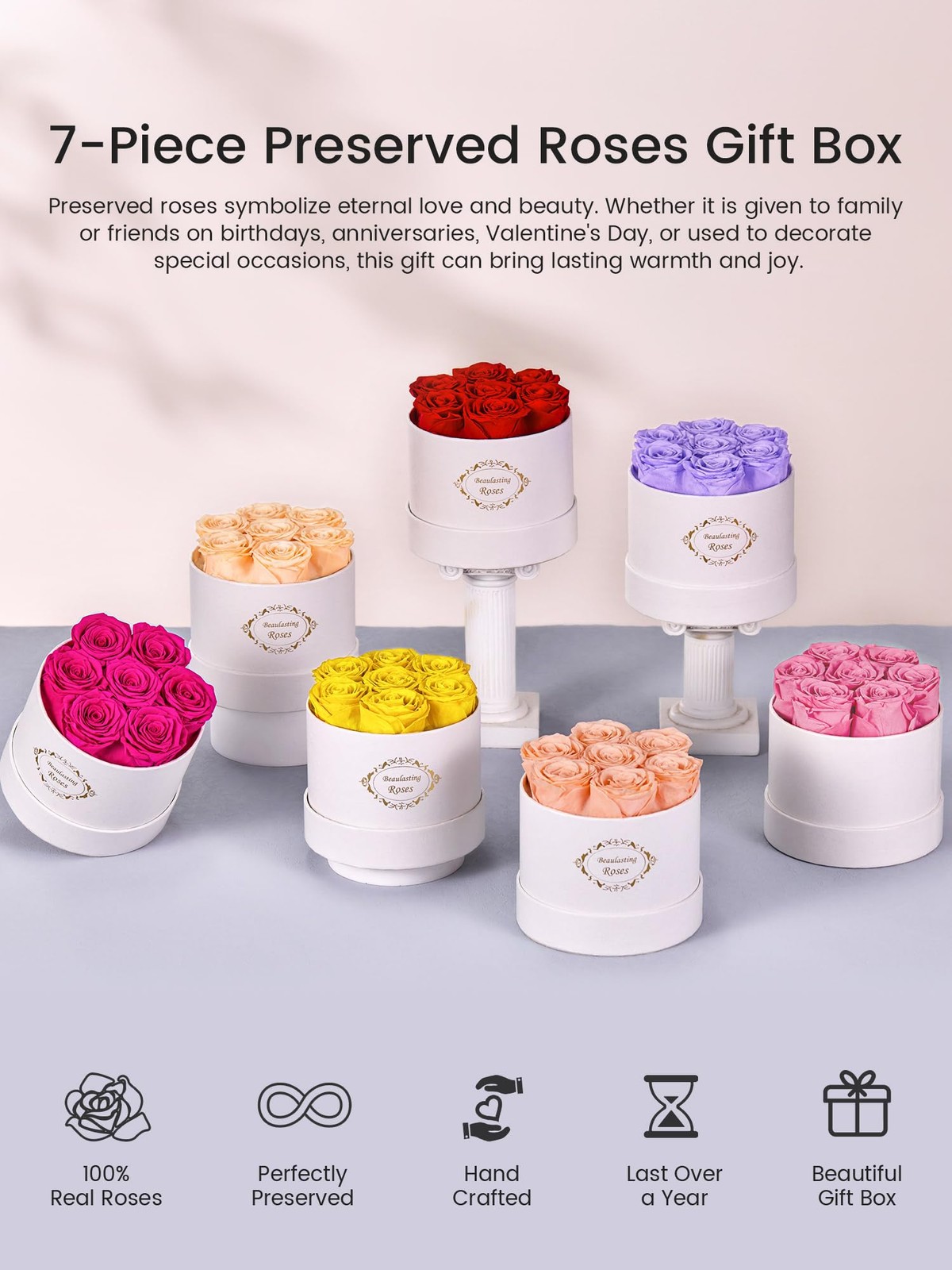 Roses in a Box, Preserved Flowers, Forever Flowers for Delivery Prime