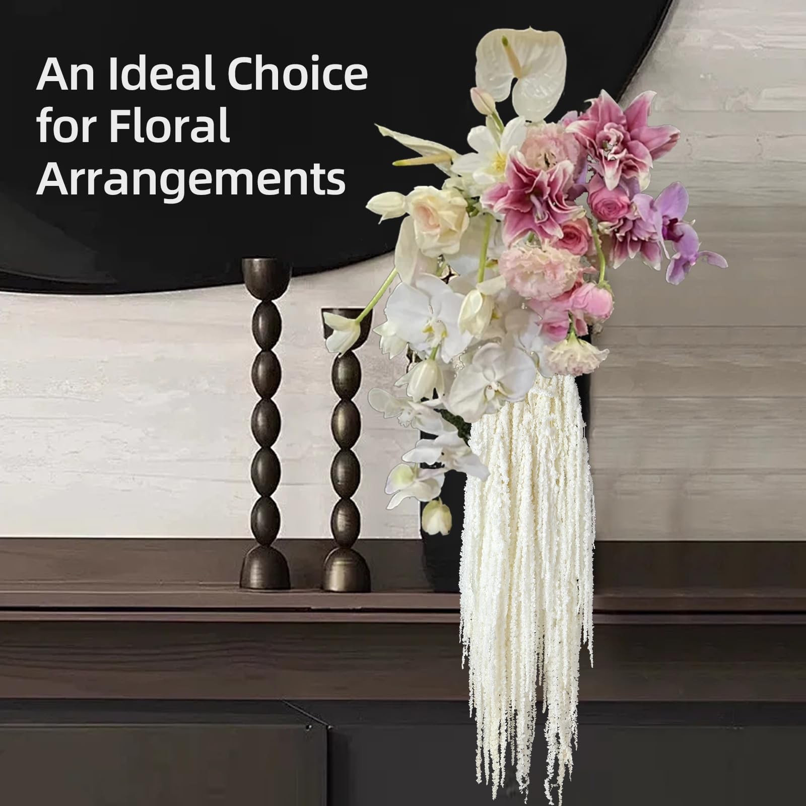 5 PCS Dried Amaranthus Hanging Flowers White 24 Inch Arch Wall Home Decor