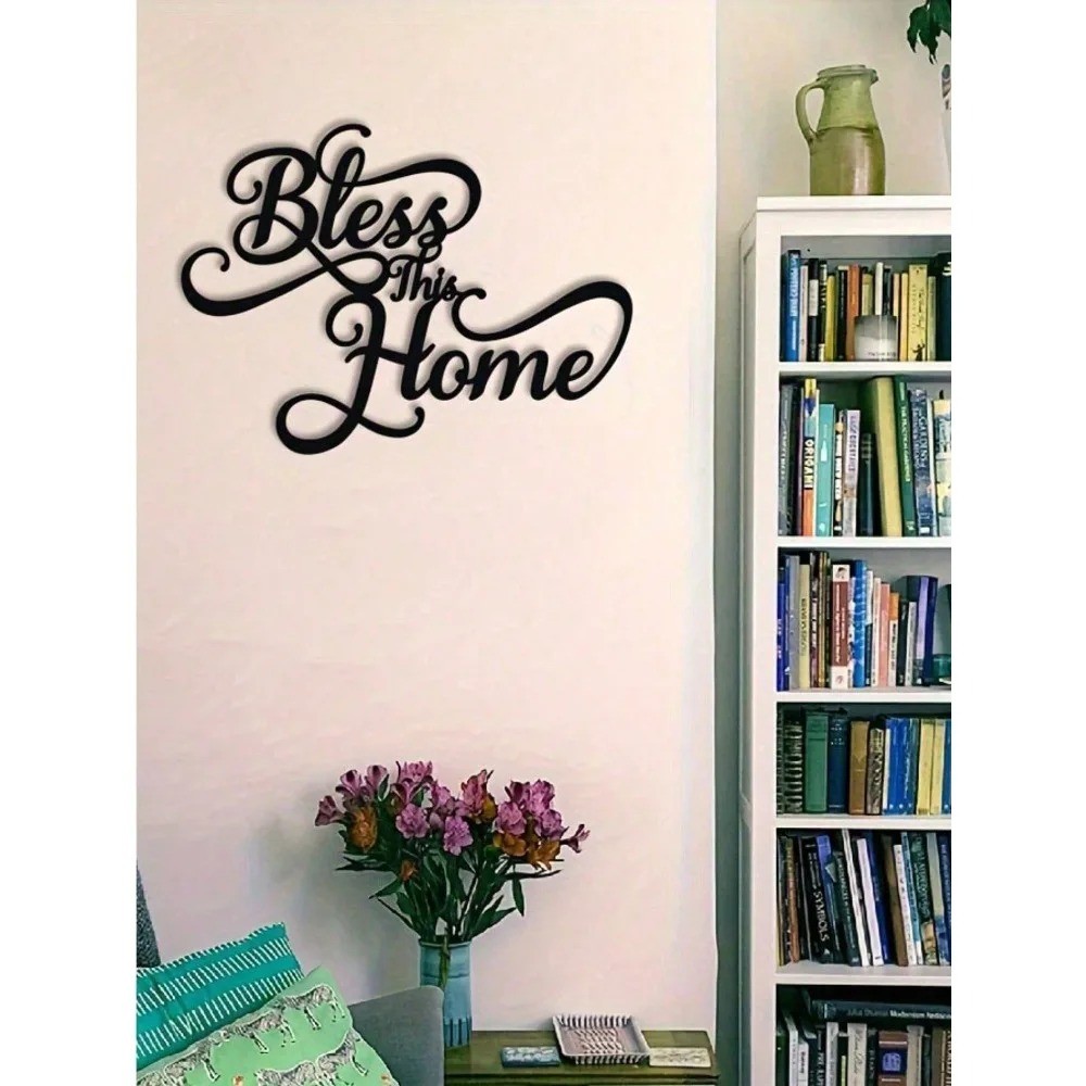 “Bless This Home” Metal Wall Art – Rustproof Farmhouse Housewarming Home Decor