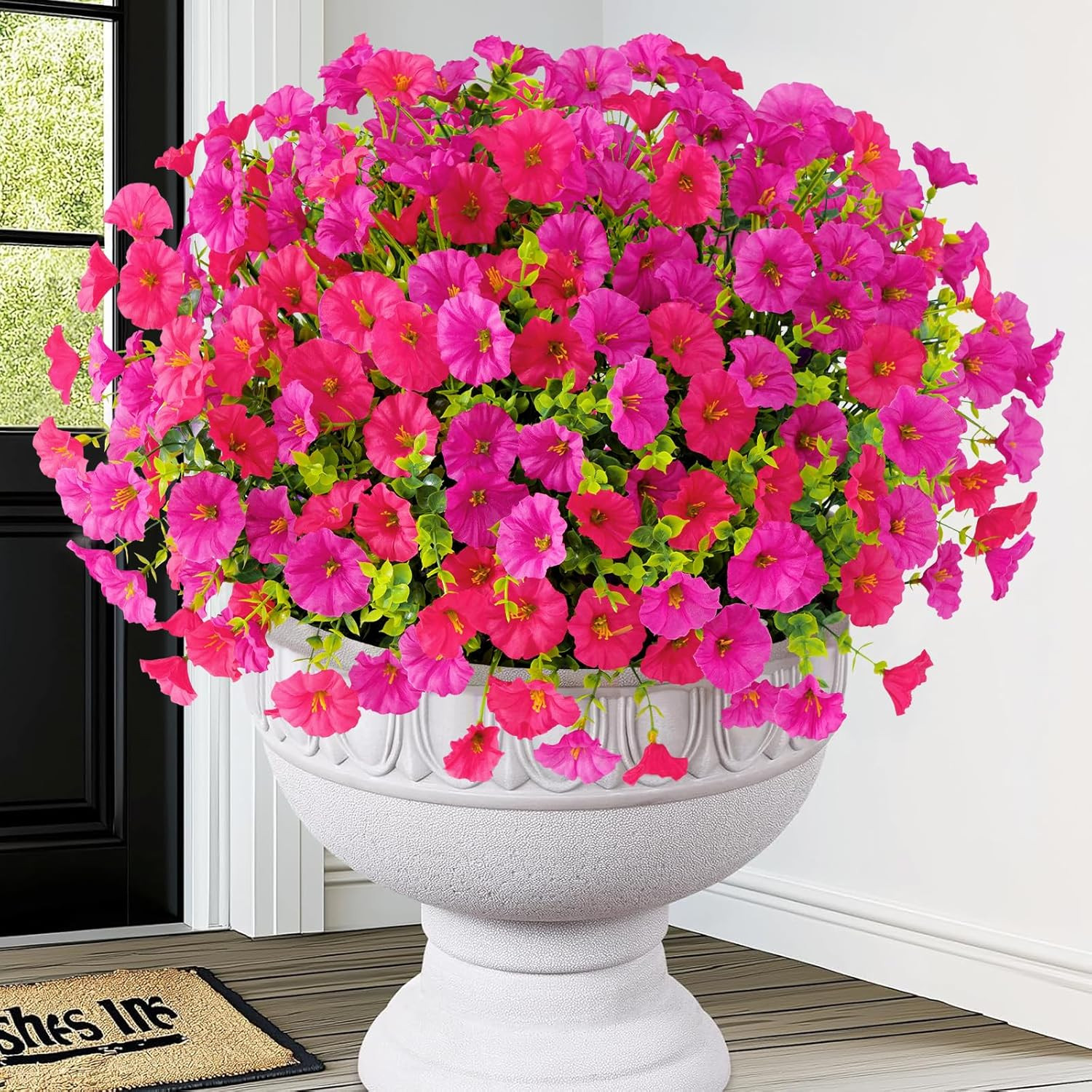 Artificial Flowers for Outdoors, 14 Bundles Fake Outdoor Flowers, UV Resistant A
