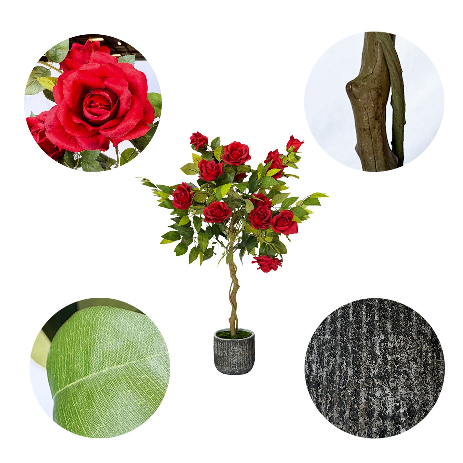 41″ Decorative Artificial Red Rose Floral Arrangement in Ceramic Pot Planter Pot