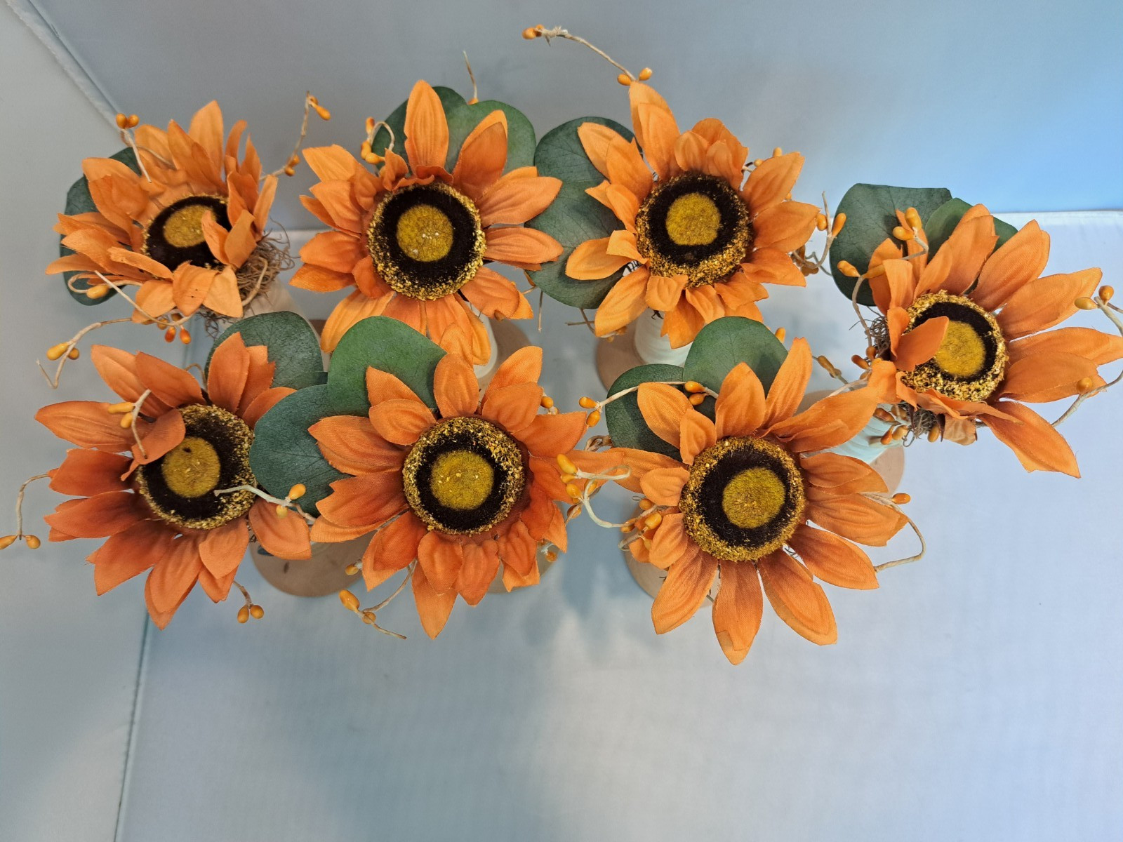 Lot of 7 Sunflower Fall Decor w/Lg Vintage Thread Spool Sewing Thread Home Decor