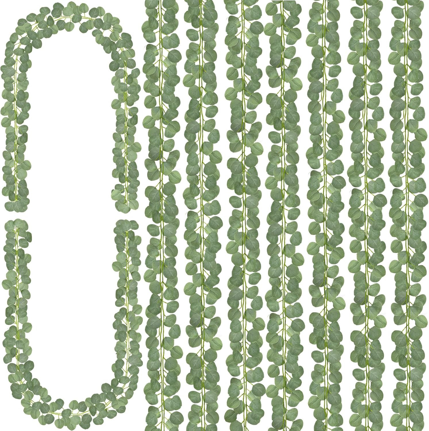 8Pcs Eucalyptus Garland,Artificial Eucalyptus Leaves Table Greenery Garland W…