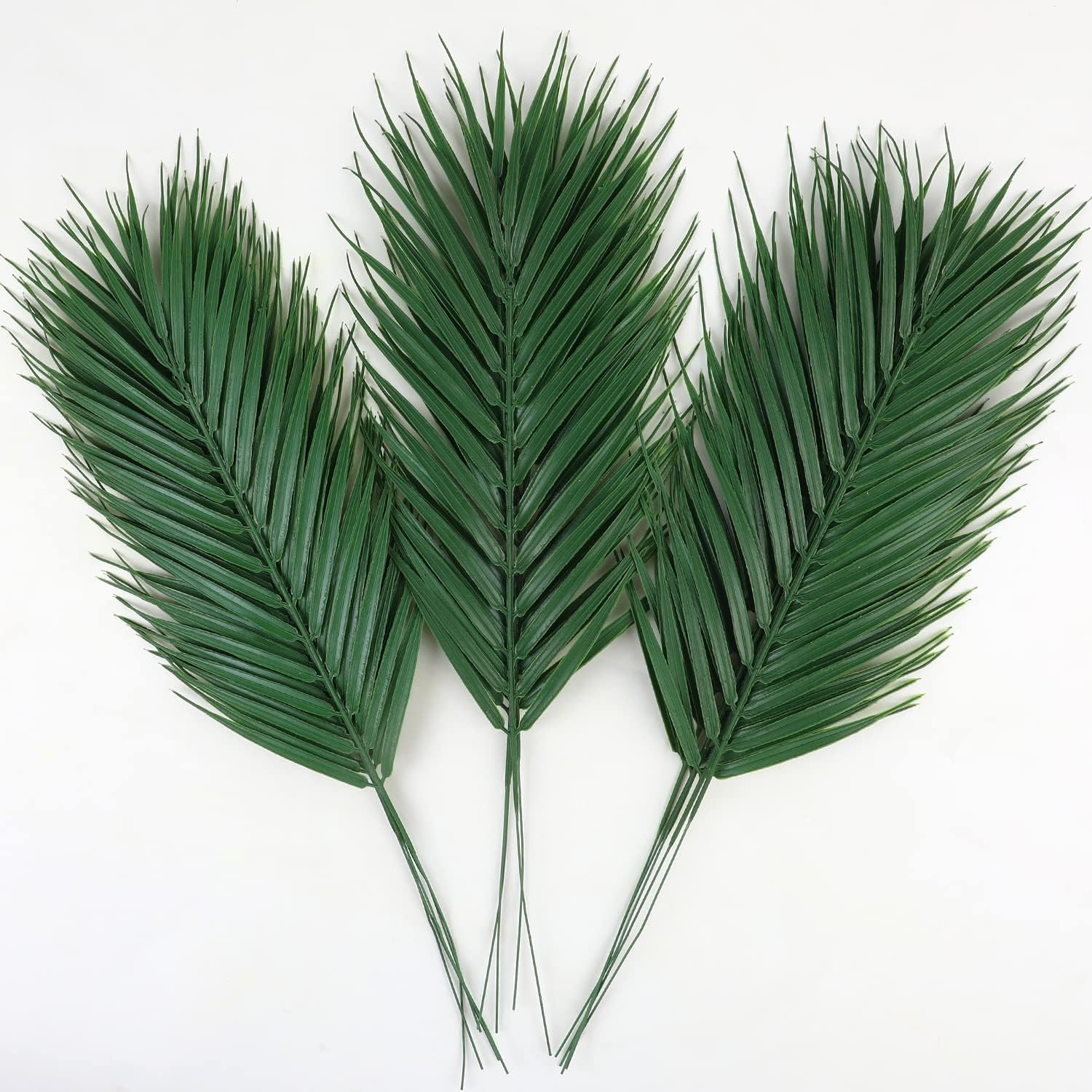 16 PCS Artificial Palm Leaves, Faux Large Palm Fronds Fake Tropical Plant Simula