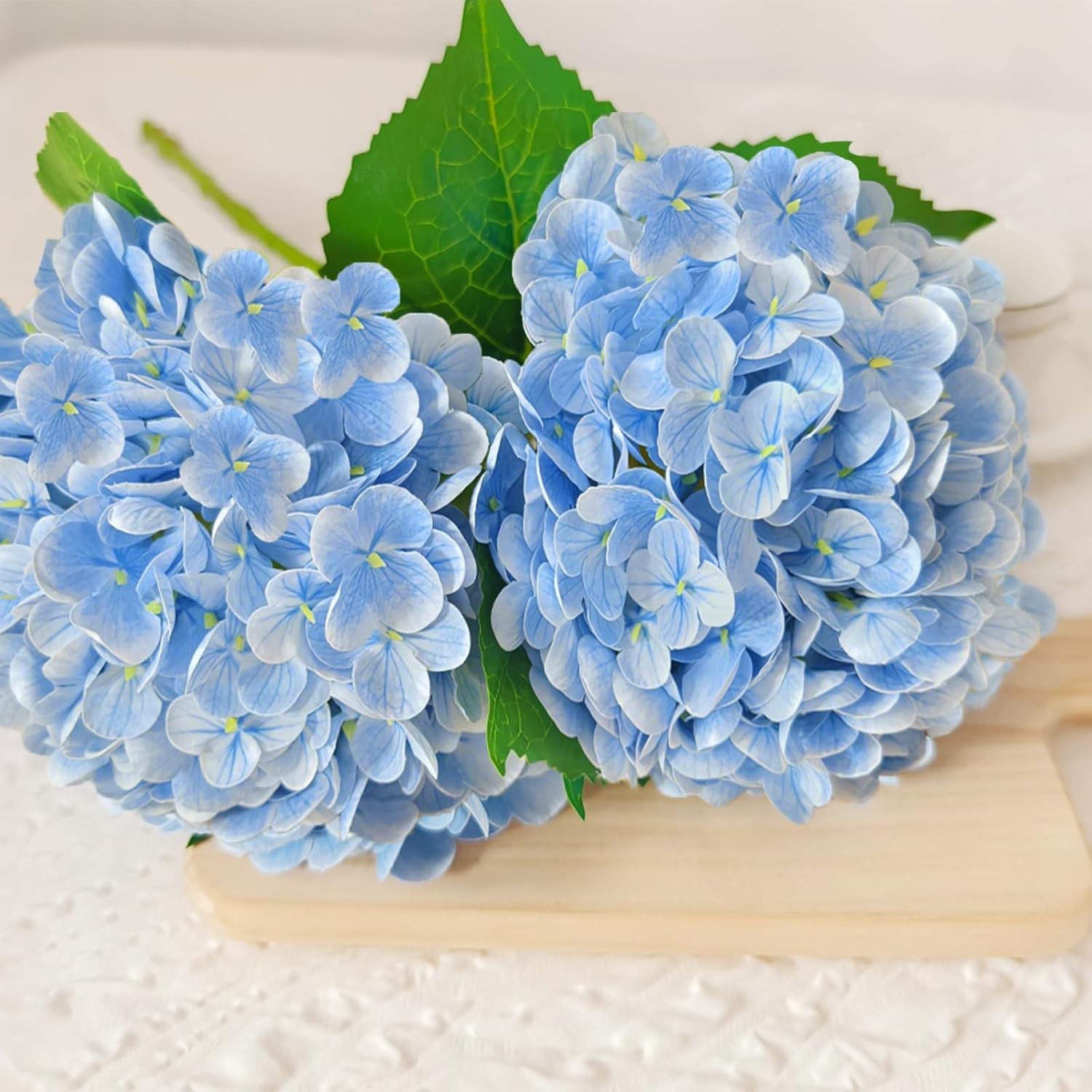 3Pcs 21Real Touch Blue Hydrangea Artificial Flowers with Stems,Fake Silk Flowers