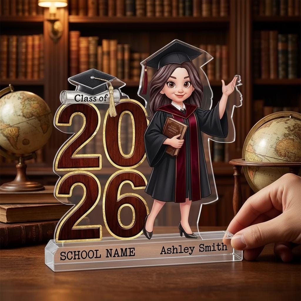 Personalized Graduation Standee, Custom Acrylic Keepsake, Class of 2026 Decor