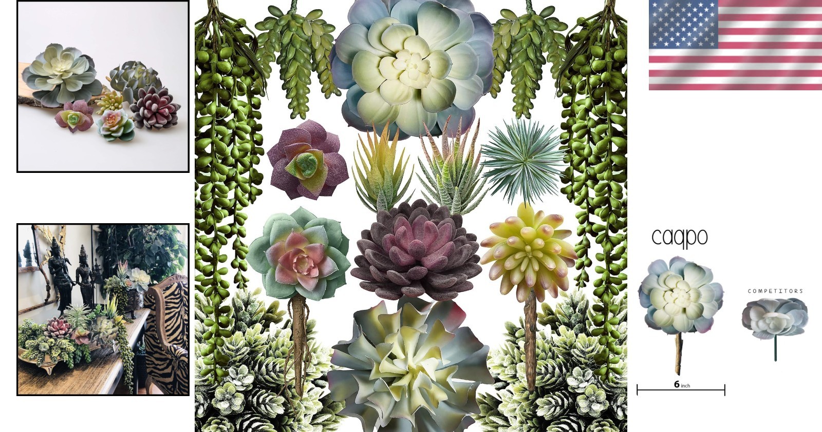 Realistic Textured Fake Succulent Bulk