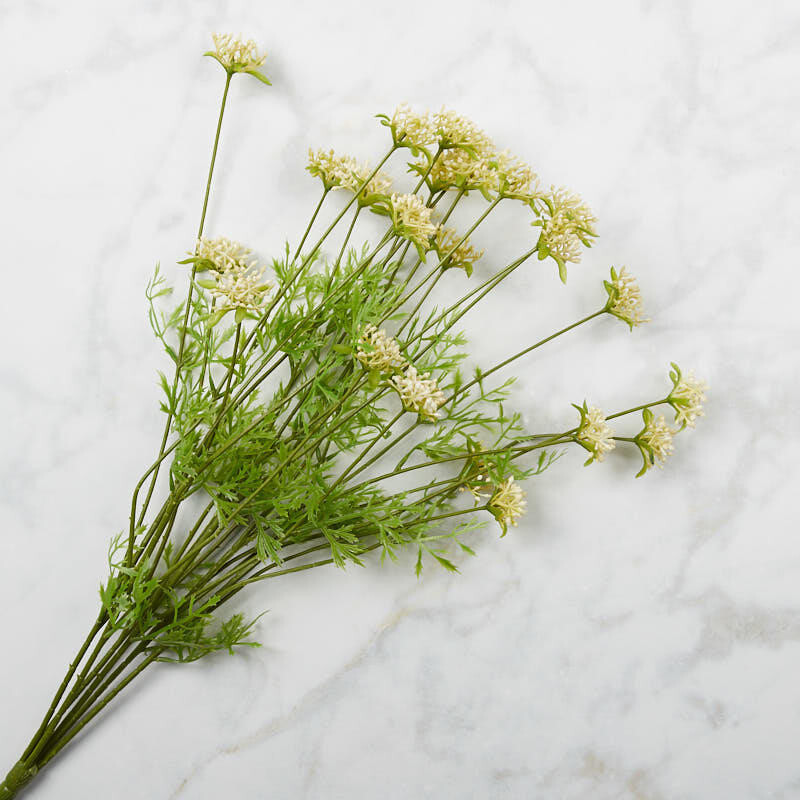 Set of 2 Vinyl Artificial 22″ Cream Yarrow Wildflower Floral Bushes