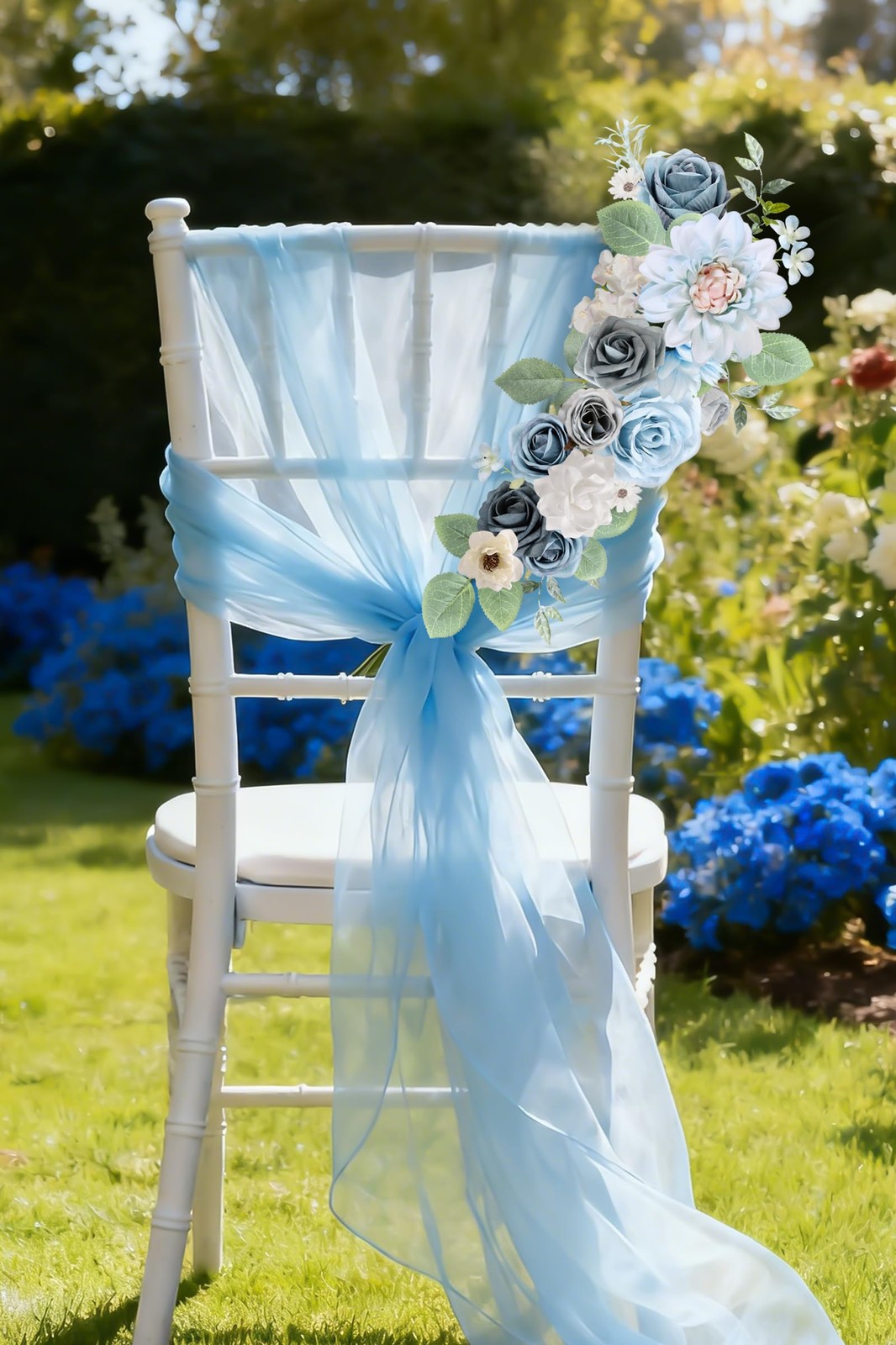 Blue Artificial Flower Combo Box Set Silk Fake Rose For DIY Wedding Bouquet