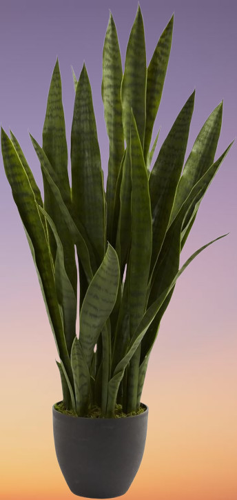 Nearly Natural 35″ Artificial Snake Plant w/ Black Planter