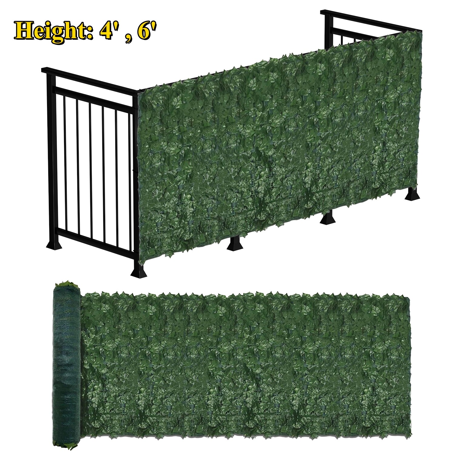 4/6 ft Artificial Faux Ivy Leaf Privacy Fence Screen Decor Outdoor Balcony Hedge