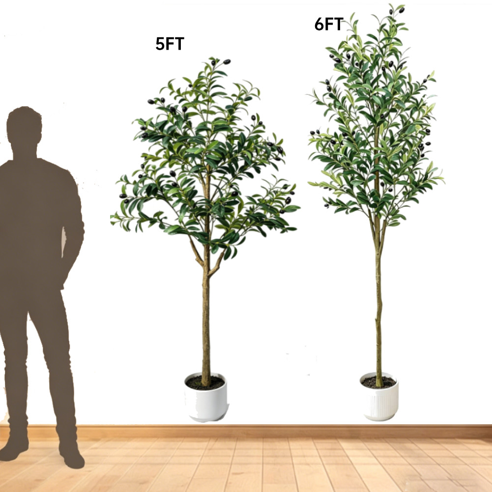 5/6FT Artificial Olive Tree, Faux Olive Tree with Realistic Leaves & Olives