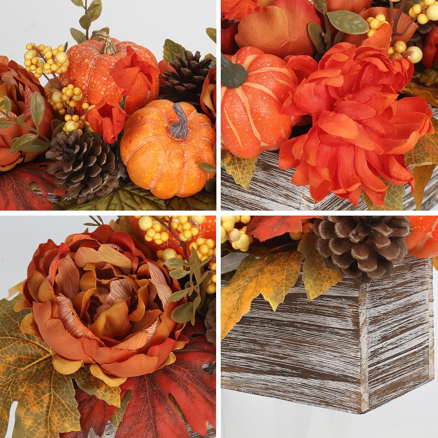 Fall Decor Autumn Harvest Pumpkins Centerpiece – Artificial Peony Maple Leaf and