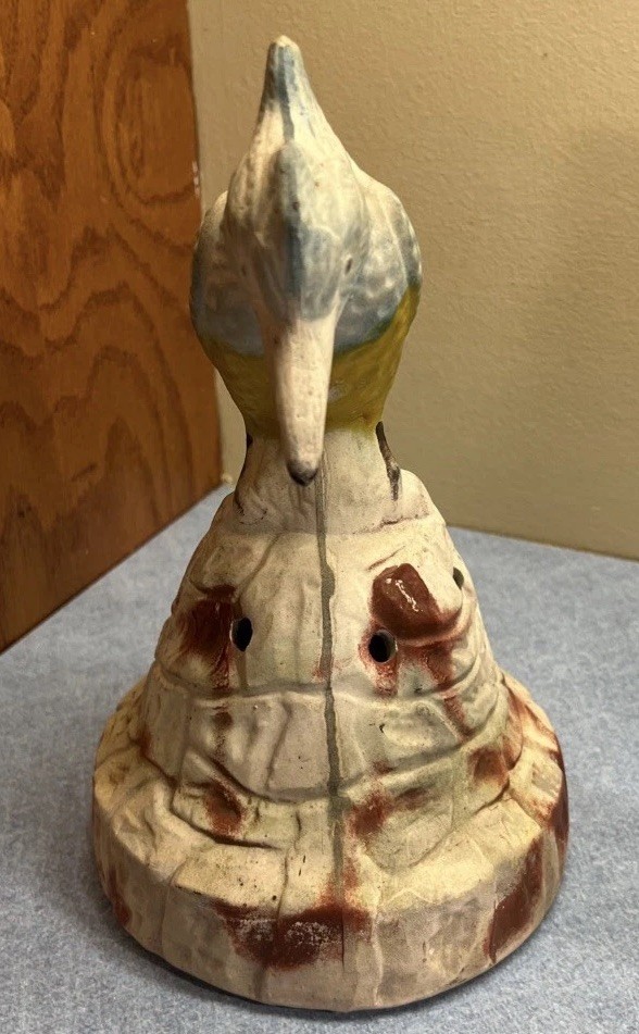 Unusual Antique Kingfisher Flower Frog 9″T, 5.75″D Haven’t been able to find!