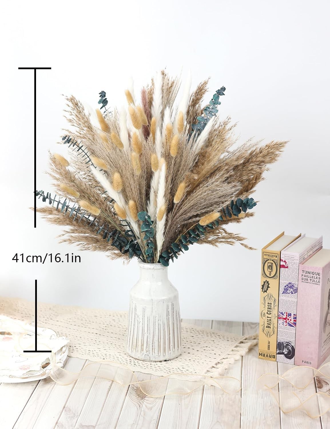 120 PCS Dried Pampas Grass, Dried Flowers, Reed Grass Bouquet for Bohemian Fl…