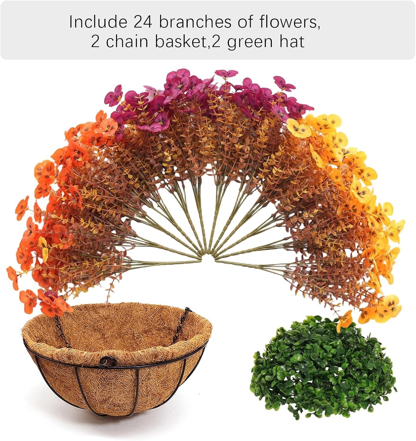 Elegant 2 Set Artificial Hanging Flower Baskets for Autumn Outdoor Charm