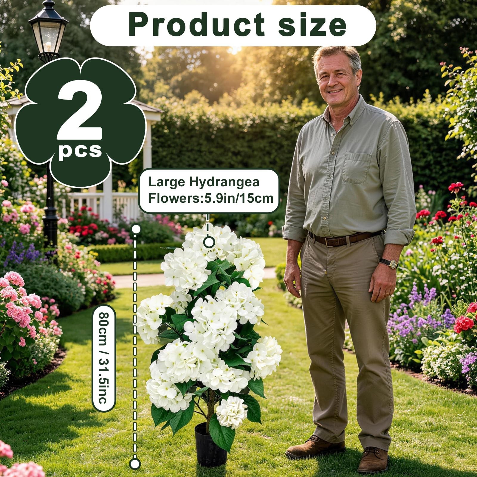 Faux Hydrangea Tree 30″ Tall (2 Pack), Artificial Hydrangea Plant in Pot with…
