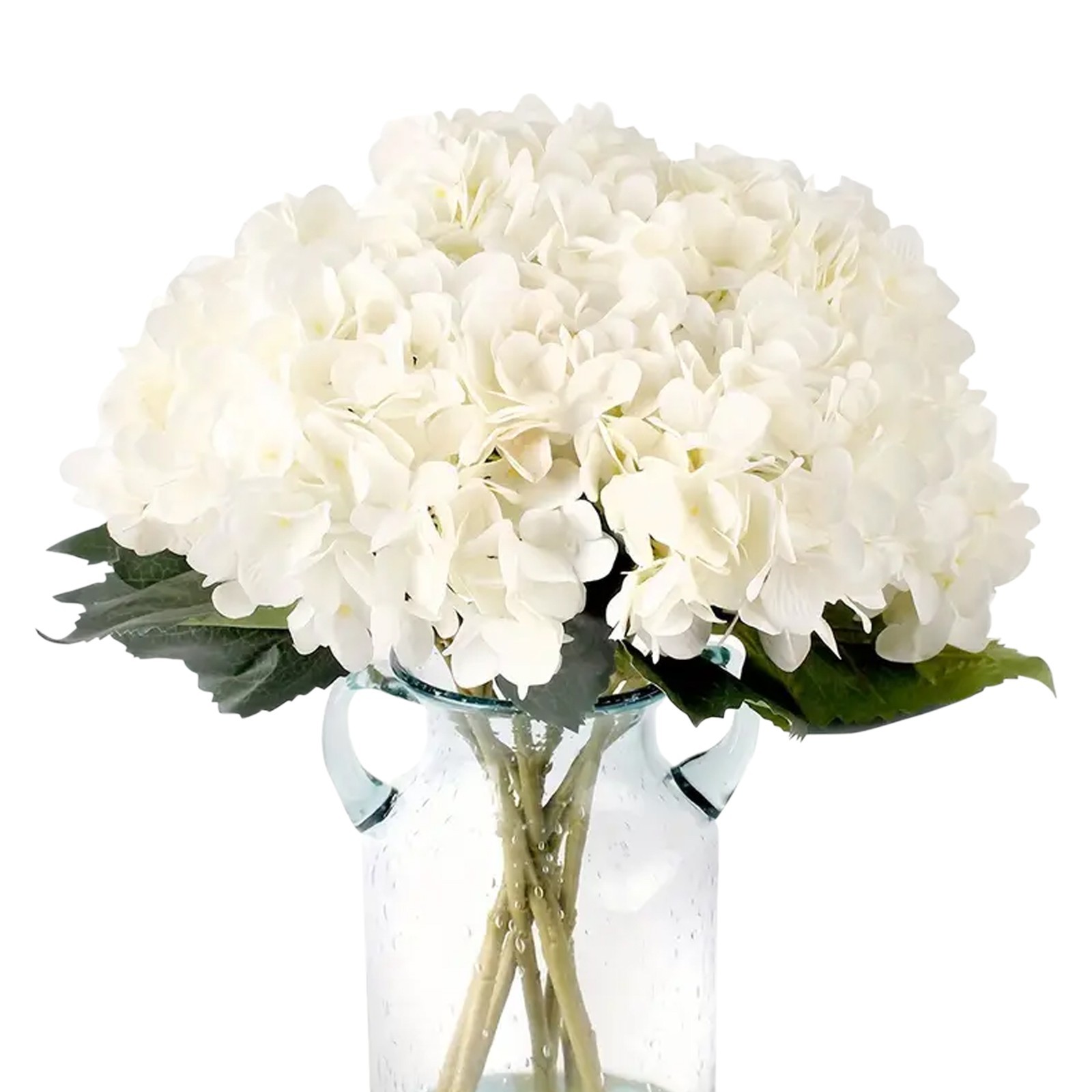 6 Pcs Artificial Silk Hydrangea Flowers Bouquet Arrangement White/pink/green