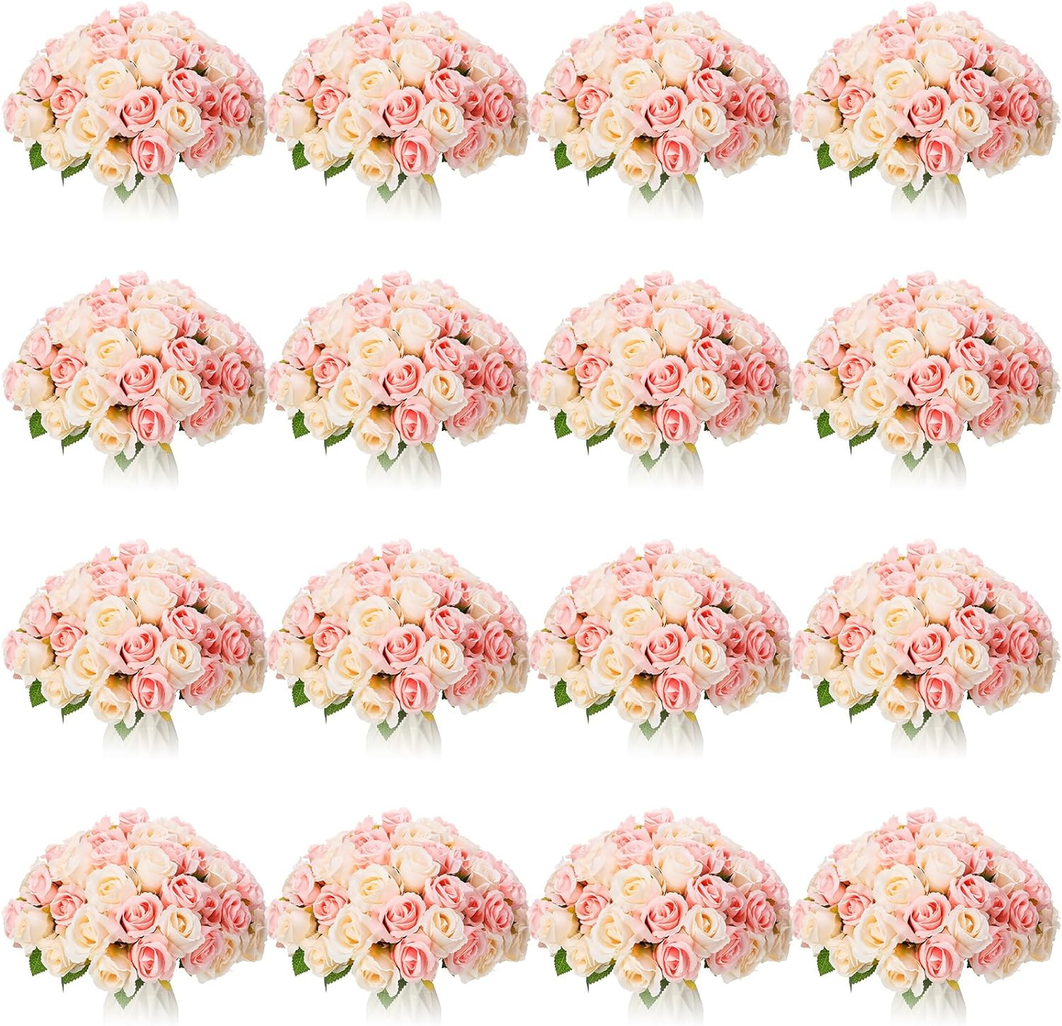 240 Pcs Pink & White Silk Rose Flowers for Weddings & Home Decor