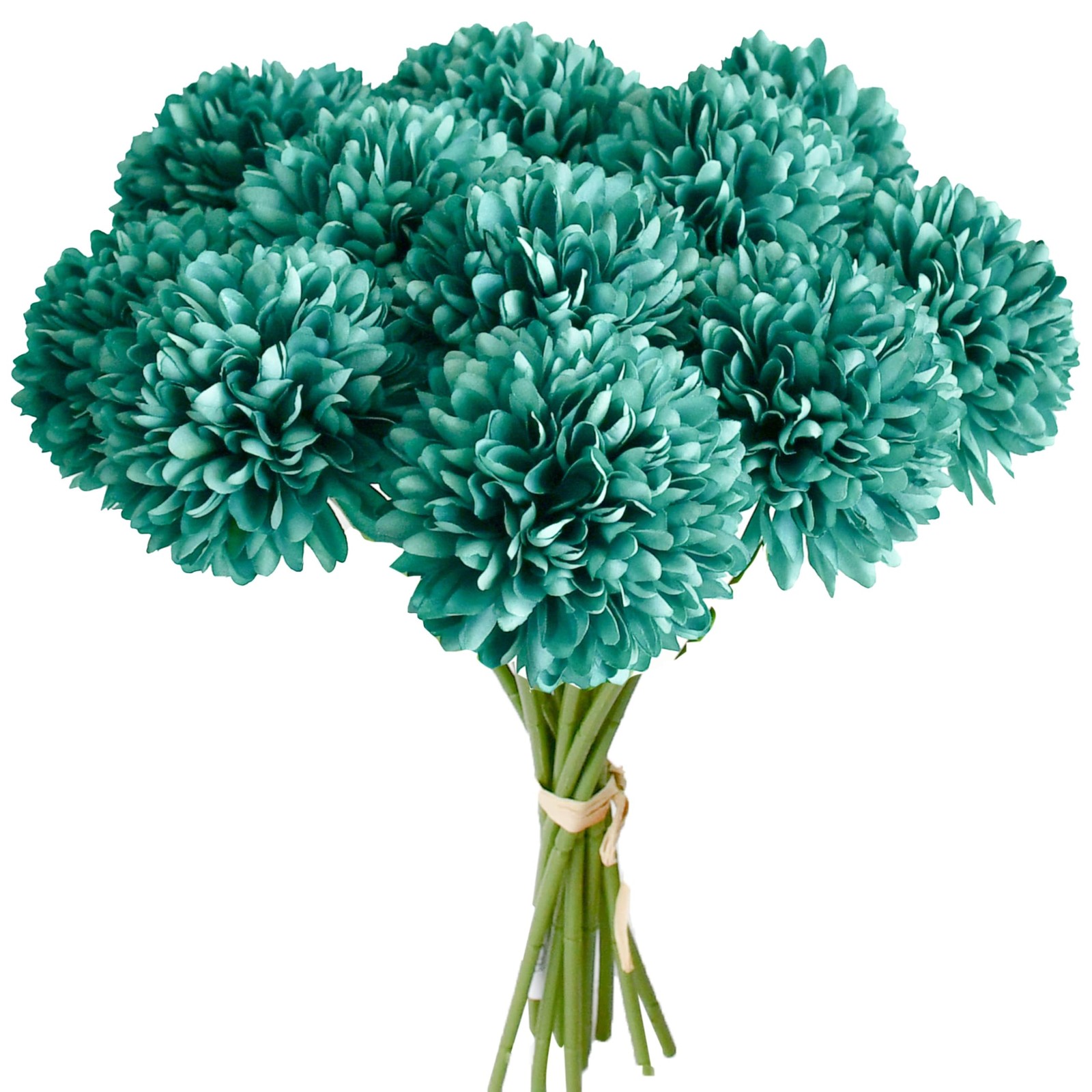 Teal Chrysanthemum Artificial Mums Flowers Home Centerpiece Silk Decor 12 PCS