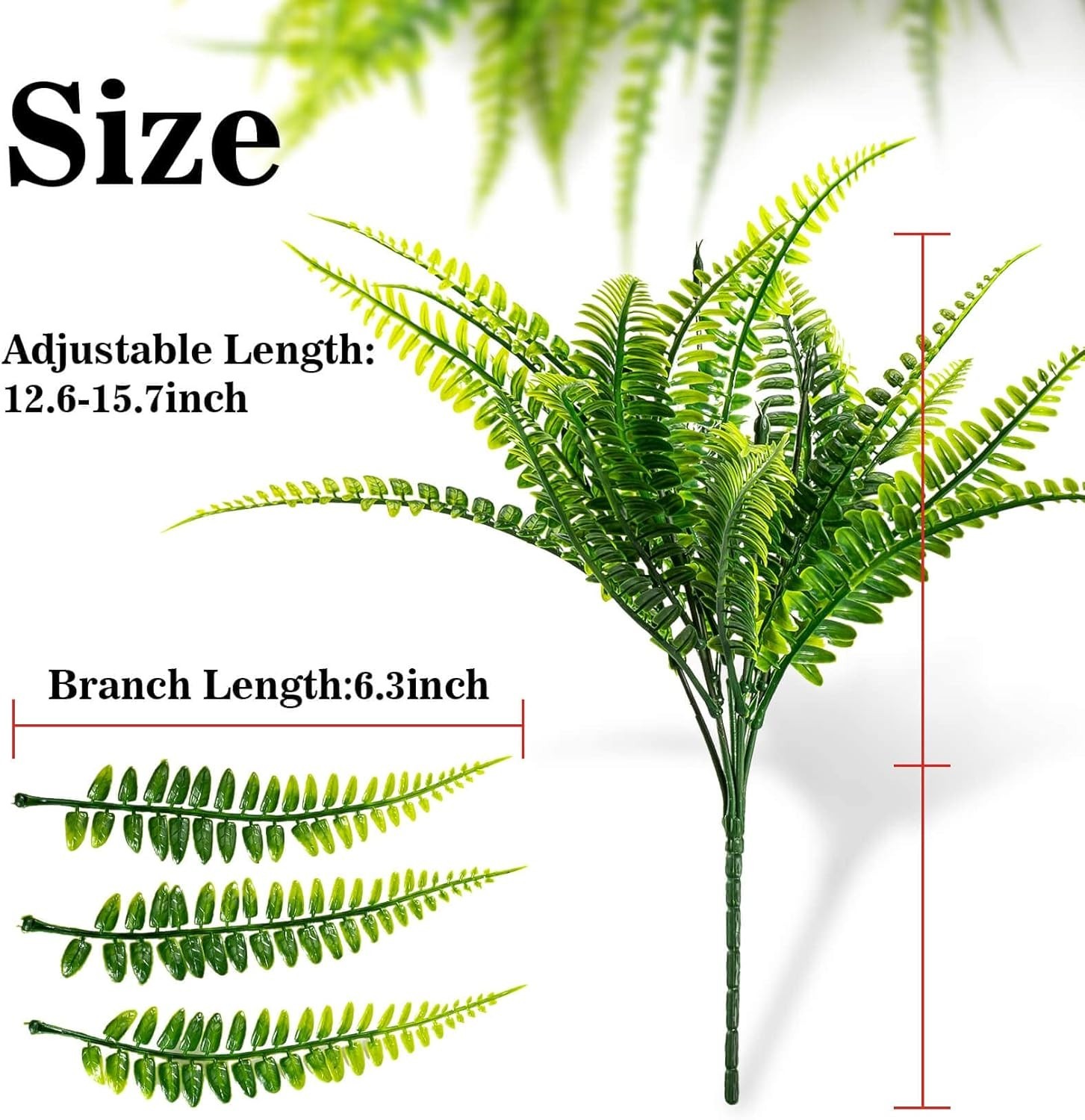Artificial Fern Stems Nearly Natural,Fake Boston Fern Plants for Table Decor
