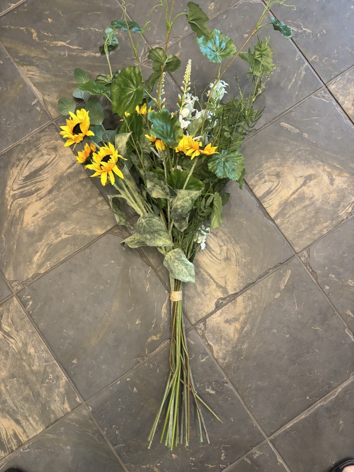 NEW Pottery Barn Faux Elevated Wild Greens and Sunflowers Branches Bundle Stems