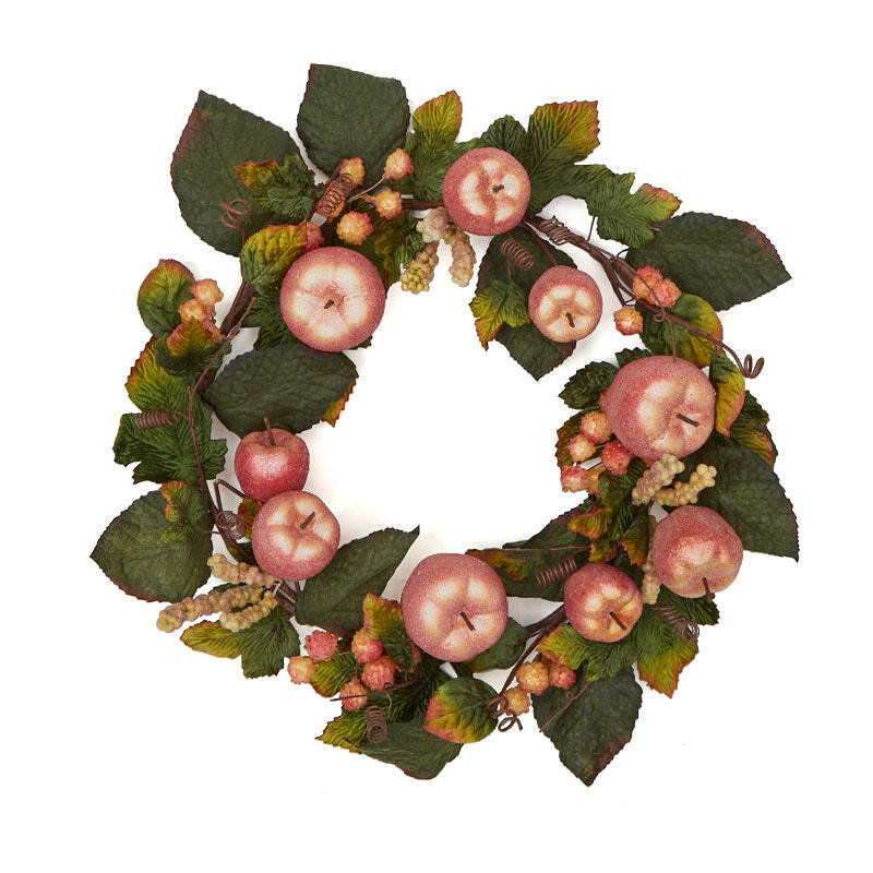18″ Artificial Ice Frosted Apple and Berry Wreath