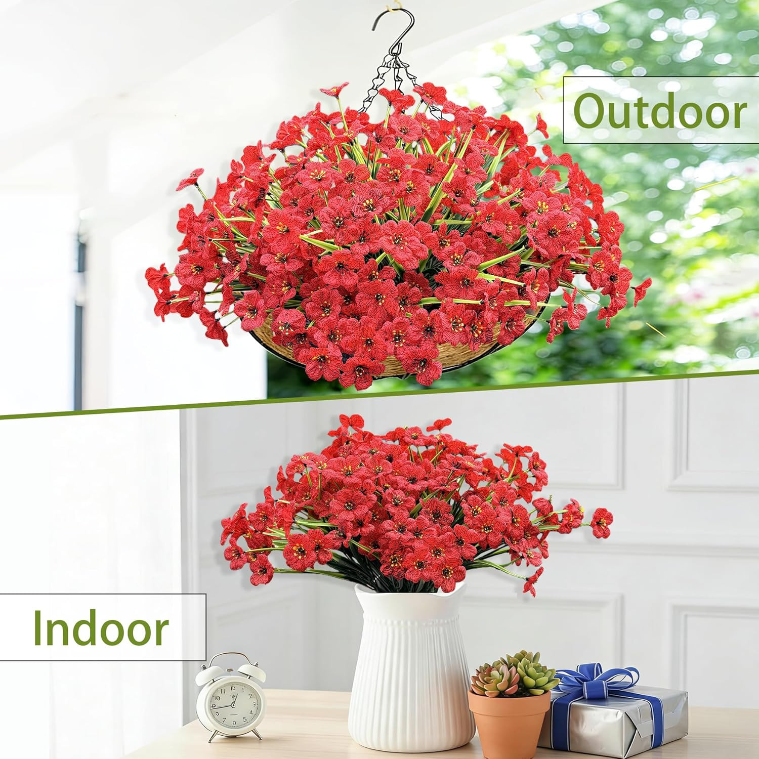 20 Bundles Artificial Flowers for Outdoors, UV Resistant Fake Flowers with Plast