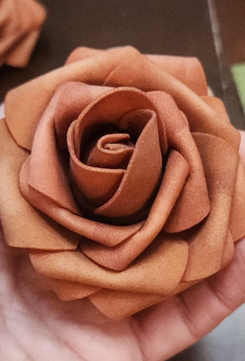 21 Foam Flower Blossom Heads Roses Terracotta Sunset & Burnt Orange Stemless