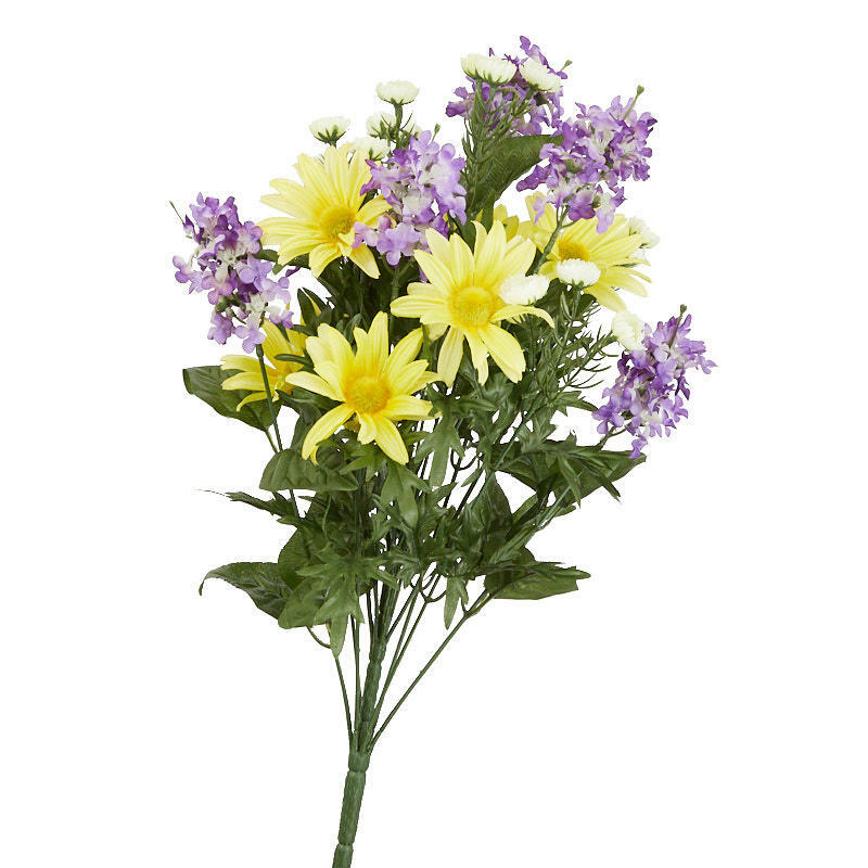 Factory Direct Craft Yellow Artificial Daisy and Lilac Bush | 1 Piece