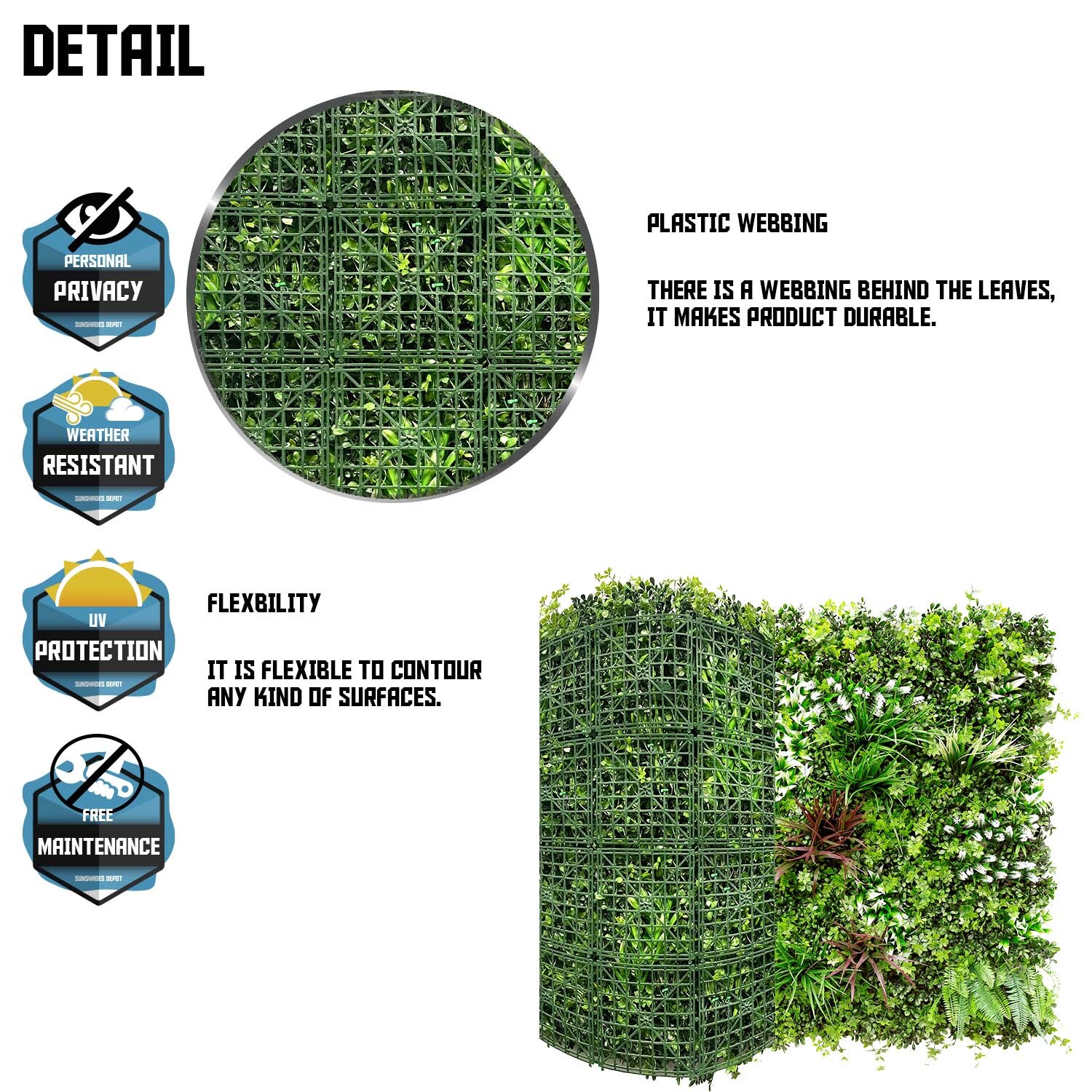40″ Artificial Faux 3D Mix Leaves Wall Panel Fence Screen Home Outdoor Decor #05