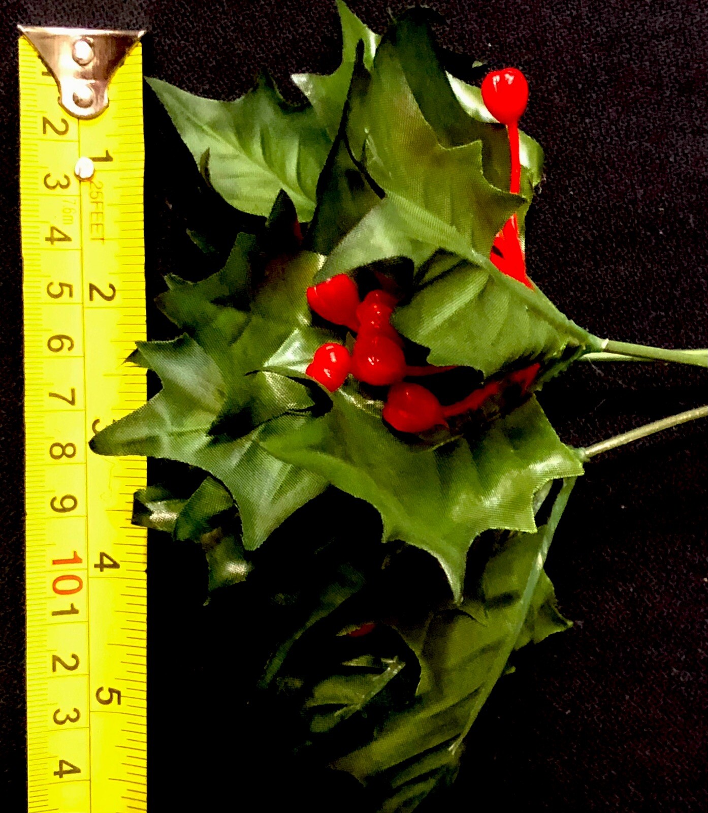 Artificial Silk Red Holly Berry Floral 3 Stems w Berries Heads 5” Christmas New