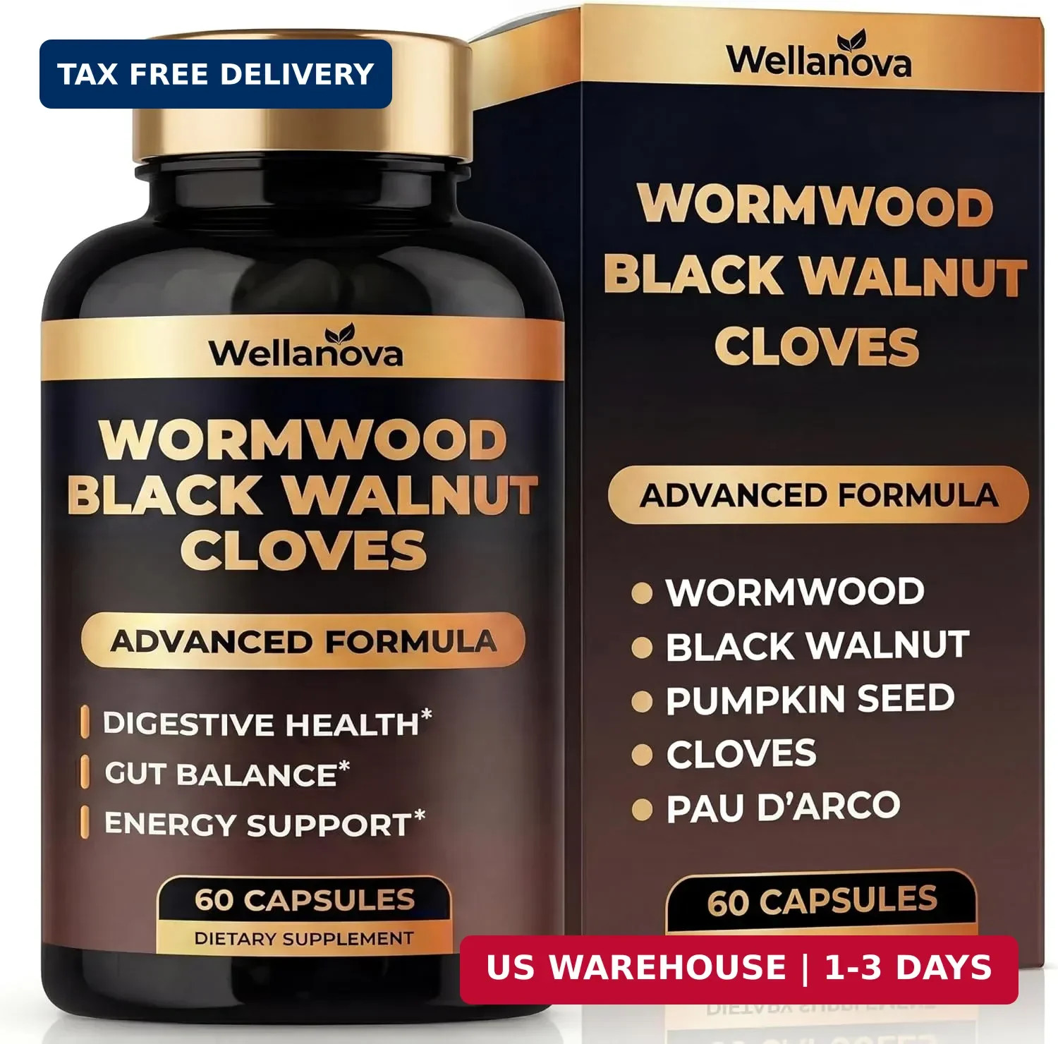 Wormwood Black Walnut Clove Cleanse for Humans – Advanced Detox Formula for Adul