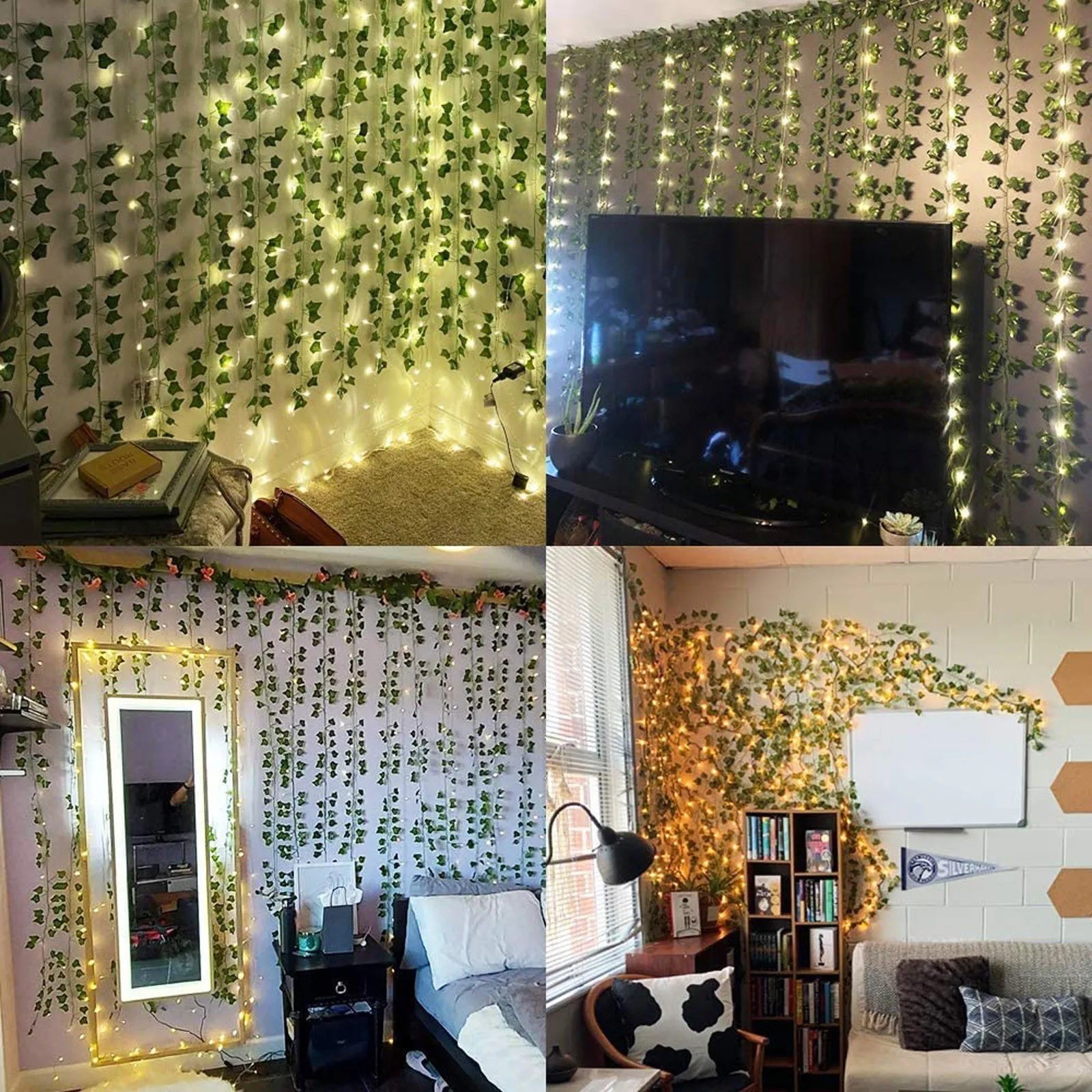 12 Strands 84FT Artificial Hanging Ivy Garland Fake Ivy Leaf Vine Home Decor USA