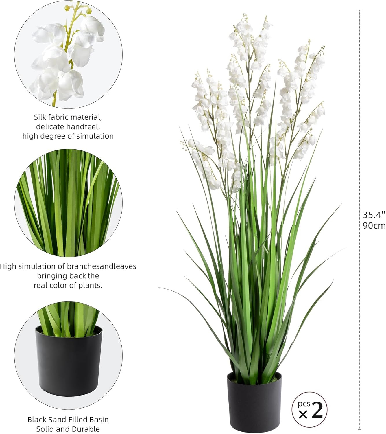 Artificial Pampas Grass – 36″ Tall Fake Plants for Indoor & Outdoor Decor (2PCS)