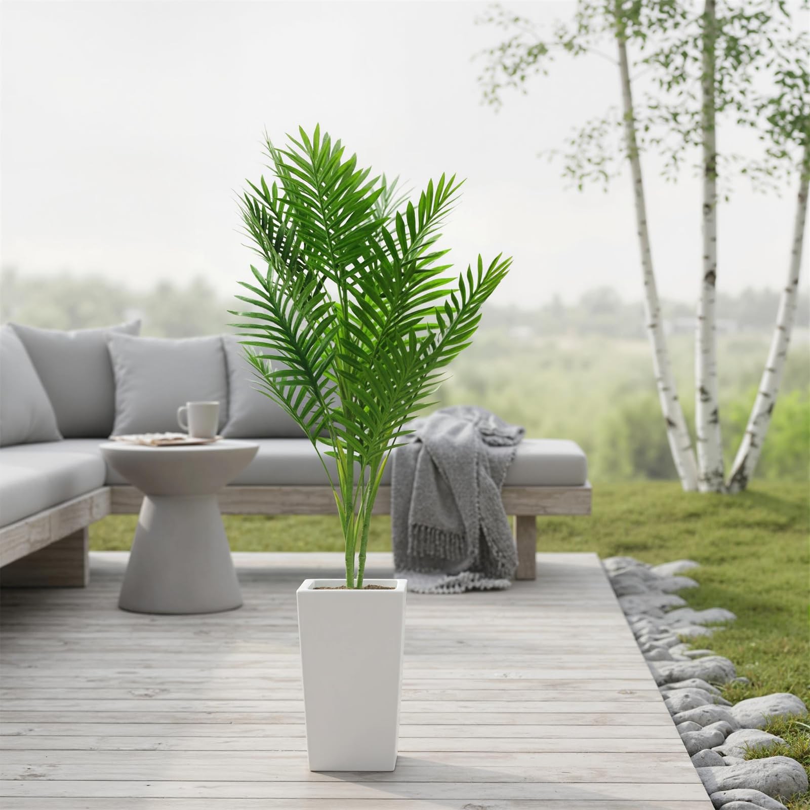 4.2FT Artificial Palm Tree Indoor Decor,Tall Realistic Faux Areca Palm for Home