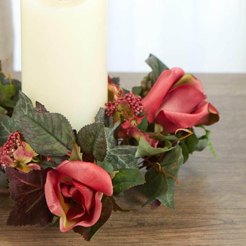 Package of 4 Rust Colored 10″ Artificial Rose Candle Rings