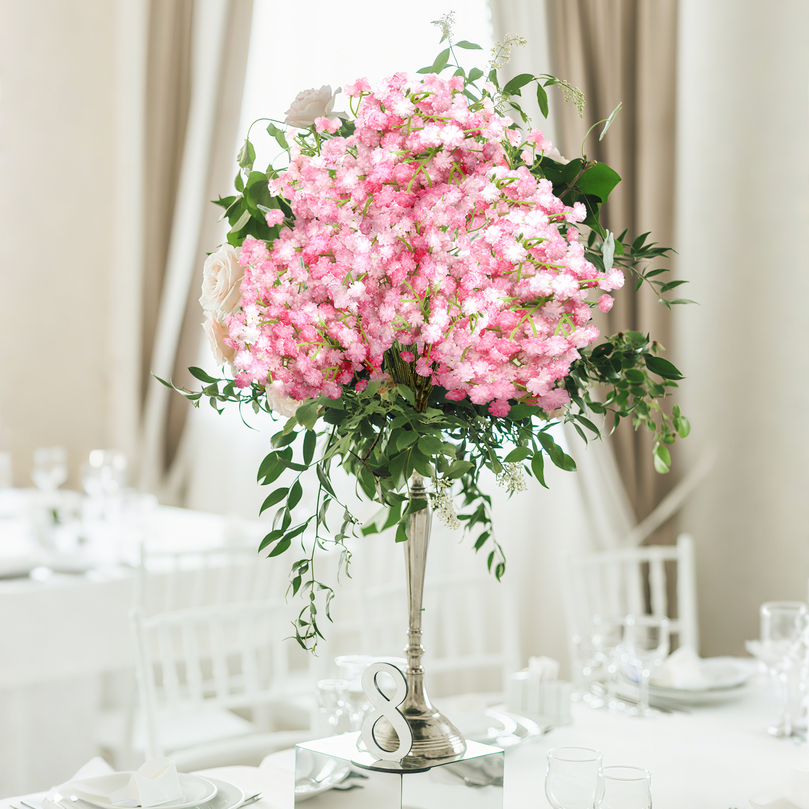 18Pcs Artificial Babys Breath Flowers Silk Gypsophila Wedding Bouquet Home Decor