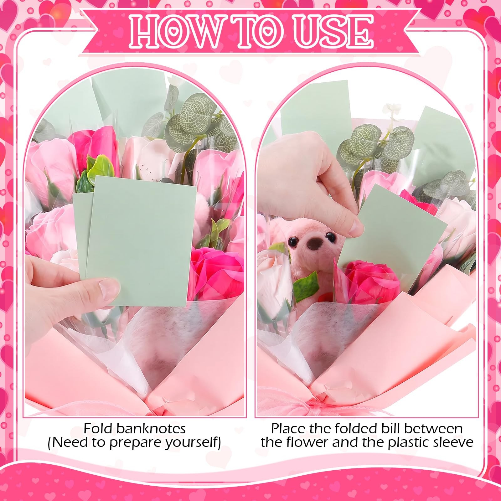 Suncalla Pink Money Soap Flower Bouquet Kit, Handcrafted Soap Flower Money Bo…